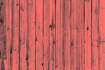 Alte Vintage Holzwand Farbe Pantone Coral, Rot, Braun mit vertikalen Brettern