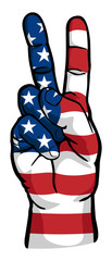 USA Patriotic Peace Sign Hand Symbol Isolated Vector Illustration 