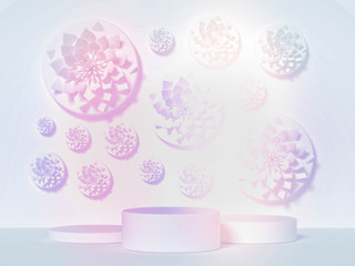 Minimalism abstract background, pedestal. 3d illustration, 3d rendering.