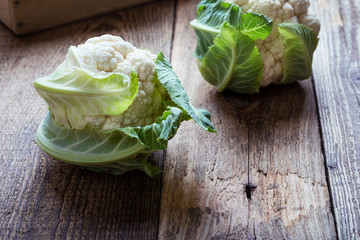 Fresh organic cauliflower, plant based food