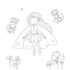 Cute little fairy. Princess and wood elves - Vector