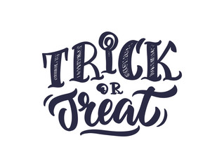 Halloween logo. October holiday celebration handwritten lettering. Halloween festive decoration, stickers pack. Trick or treat, happy boo day, pick your poison, children and adults party calligraphy f