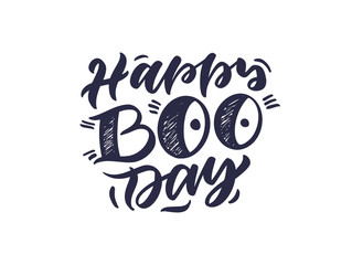 Halloween logo. October holiday celebration handwritten lettering. Halloween festive decoration, stickers pack. Trick or treat, happy boo day, pick your poison, children and adults party calligraphy f