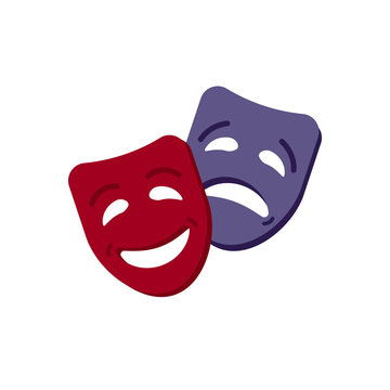 Theatre masks icon isolated on white. Vector illustration