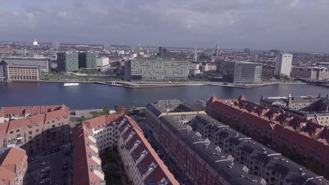 Copenhagen streets and residence aerial view in Denmark