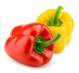 sweet pepper, red, yellow paprika, isolated on white background, clipping path, full depth of field