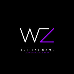 Initial W Z WZ minimalist modern logo identity vector