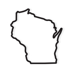 black outline Wisconsin map- vector illustration - obrazy, fototapety, plakaty