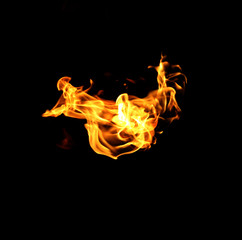 Fire flames collection isolated on black background