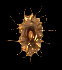 Splash of gold Isolated on a black background with clipping path,3d rendering