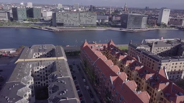 Copenhagen streets and residence aerial view in Denmark