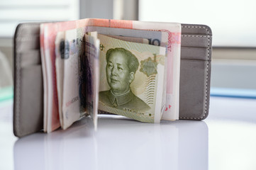 Chines money on the light background.