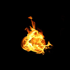 Fototapeta premium Fire flames collection isolated on black background
