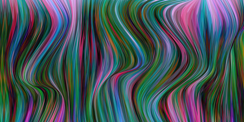 Warped lines colorful vector background. Modern abstract creative backdrop with multicolor stripes. Curly stripes surreal texture.