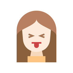 Color icon girl shows language. Simple vector illustration with ability to change.