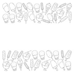 Collection of vector ice creams. Pattern for banners, posters