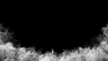 Fototapeta na wymiar White Smoke Frame Overlay on Black Background 