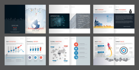 Annual report for company profile & advertising agency brochure, Suitable for professional introduction of the business and aims to inform the audience about its products and services.