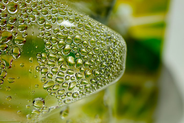 Water drops macro from a plastic bottle fifty megapixels