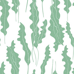 Vector seaweed texture seamless pattern background. - obrazy, fototapety, plakaty