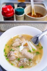 chinese noodle soup with pork offal