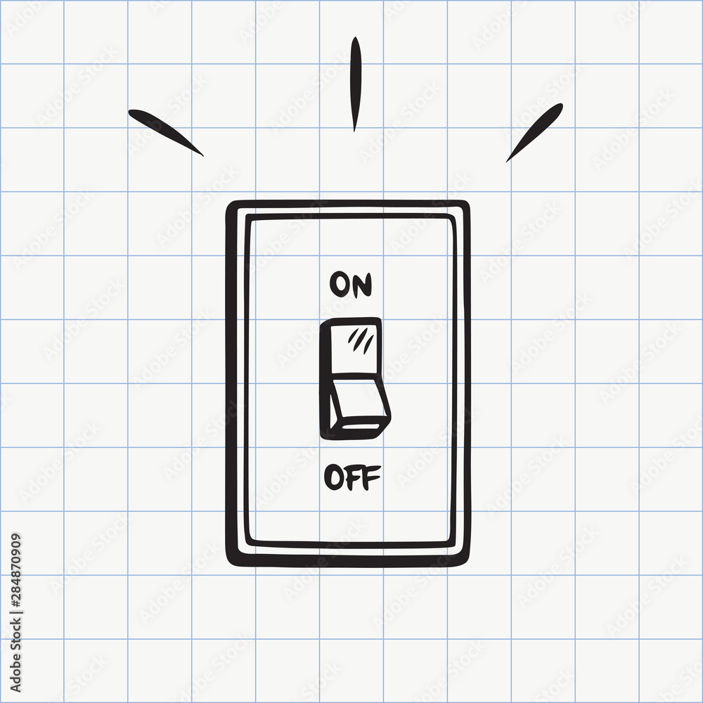 Wall mural Light switch doodle icon. Hand drawn sketch in vector