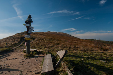 Hiking sign at Bieszczady Mountains in Poland Eastern Carpathians  © Bea