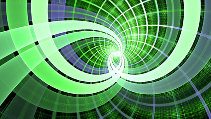 Abstract fractal background made out of interconnected spirals in shining green,purple