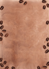 Coffee beans with brown background watercolor hand painting.
