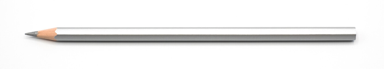 Silver pencil single on white background.