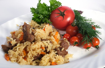 pilaf with lamb and vegetables