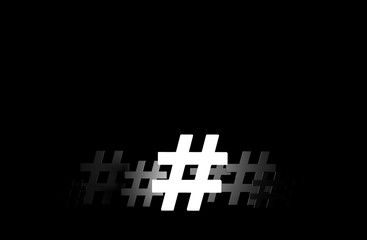 Group of hashtag icon isolated on dark background. 3D Illustration.