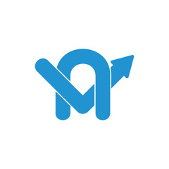 letter n arrow movement overlapping design logo vector