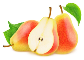 Composition with Red Pears Isolated on White Background