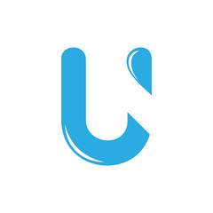 letter uj water drop blue logo vector