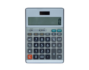 Top view, Calculator isolated on a white background. with clipping path.