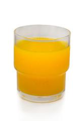 Glass of fresh orange juice isolated on white background.