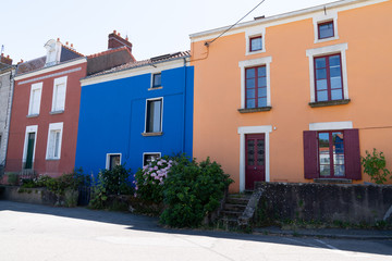 Fototapeta na wymiar colorful houses street in Trentemoult Rezé in west France