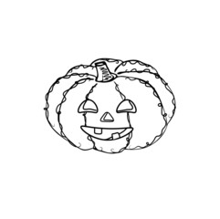 Hand drawn vector pumpkin, autumn halloween background