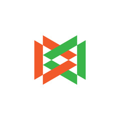 letter dd linked triangle geometric logo vector