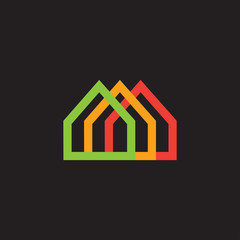 colorful home geometric line symbol decoration vector