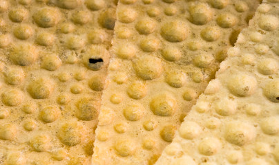 diabetic diet crunches - crispy waffle crispbread from wheat, texture