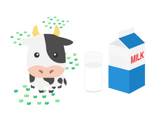 牛乳と牛のイラスト