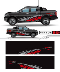 4 wheel drive truck and car graphic vector. abstract lines with black background design for vehicle vinyl wrap_V3