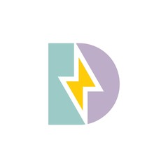 letter d capital thunder shape logo vector