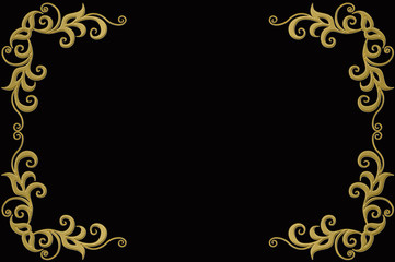 vintage background with golden frame on a black background