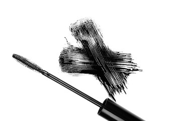 Black mascara brush stroke makeup close up