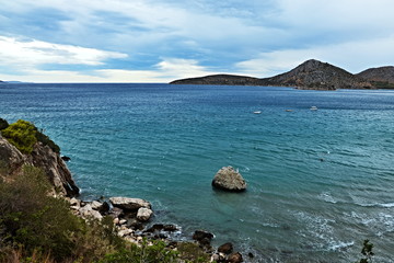 Fototapeta na wymiar Greece-view on the town Tolo and island Romvi