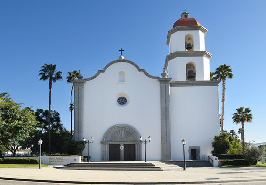 San Juan Capistrano, Ca - December 1, 2017: Mission Basilica. The parish church is located just northwest of Mission San Juan Capistrano.