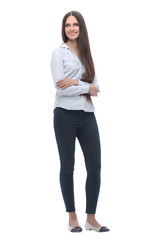 in full growth. modern girl in casual clothes